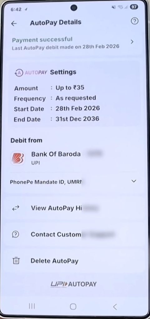 Scroll down and tap Delete AutoPay Scroll down and tap Delete AutoPay