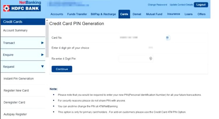 Select the credit card Select the credit card