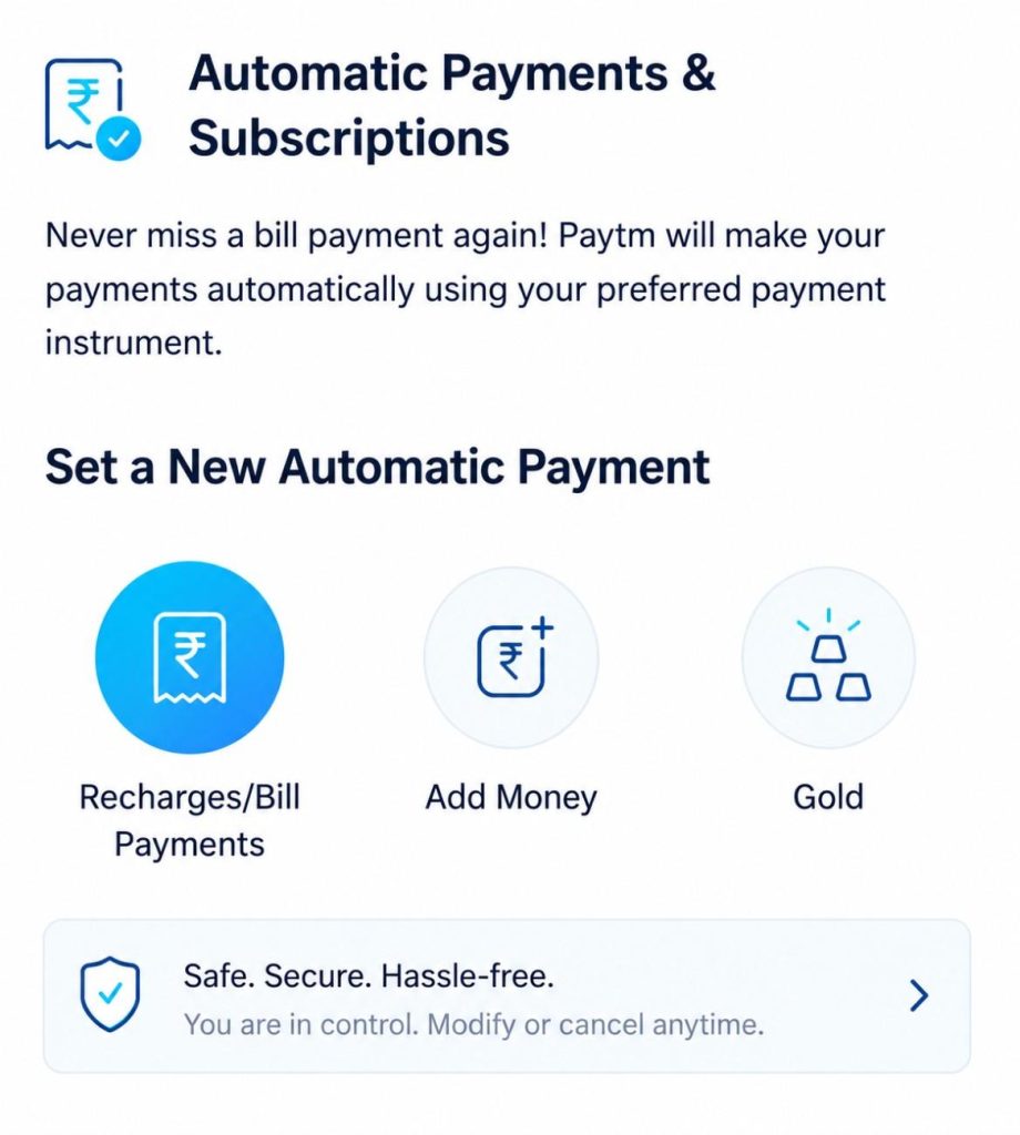 Select the service to set up recurring payments Select the service to set up recurring payments