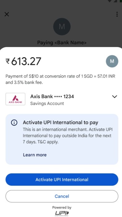 Click on Activate UPI International Click on Activate UPI International