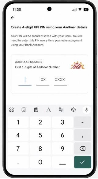 Enter first 6 digits of Aadhaar number