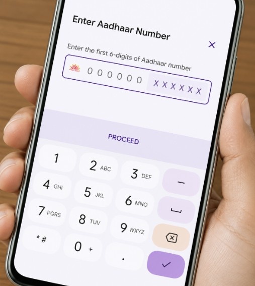 Enter first six digits of Aadhaar number