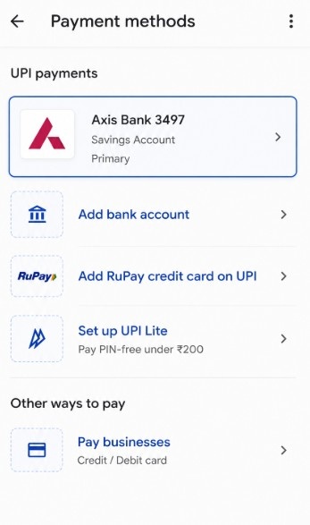 Select the bank account