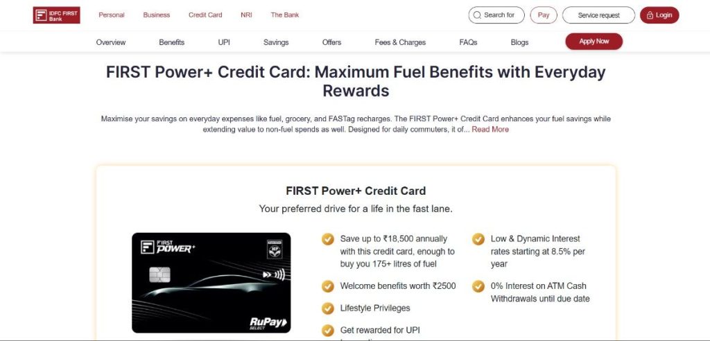 IDFC FIRST HPCL Power+ Credit Card IDFC FIRST HPCL Power+ Credit Card