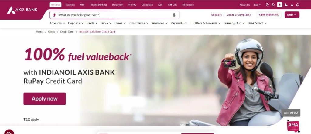 IndianOil Axis Bank Credit Card IndianOil Axis Bank Credit Card