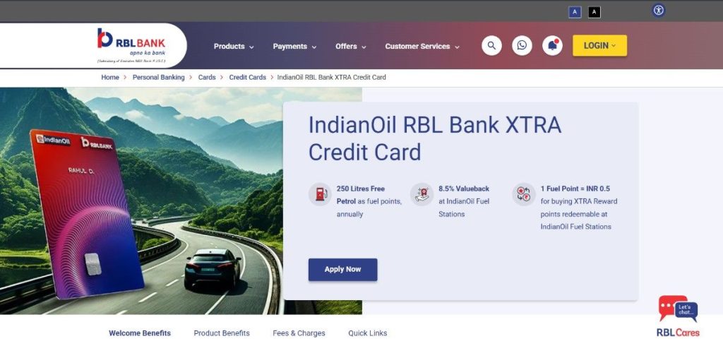 IndianOil RBL Bank XTRA Credit Card IndianOil RBL Bank XTRA Credit Card