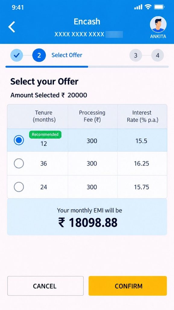 Select the loan amount and tenure Select the loan amount and tenure